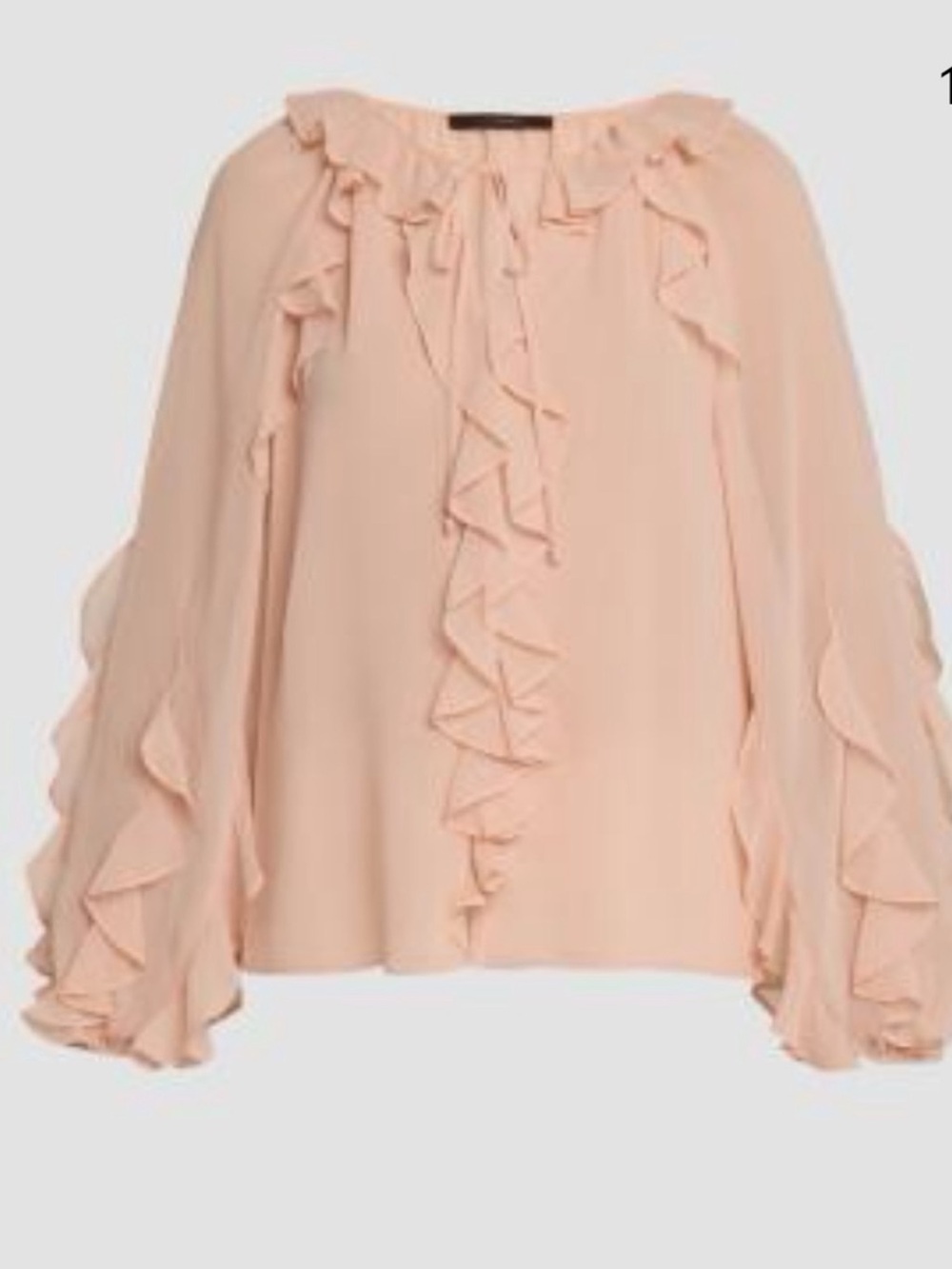 NWT Kobi Halperin Ruffled Tie-Neck Sheer Blouse - Blush Pink
